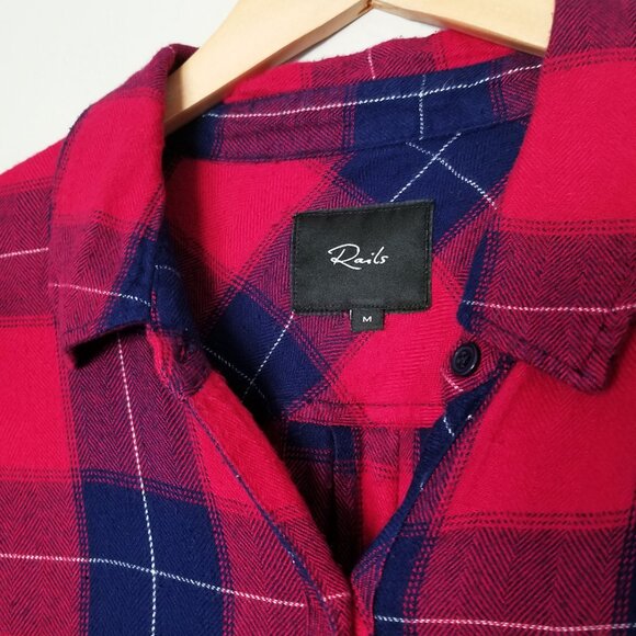 Rails Hunter Plaid Button Down Flannel Shirt M Ruby Navy Check Soft Cozy $178 - Picture 6 of 15